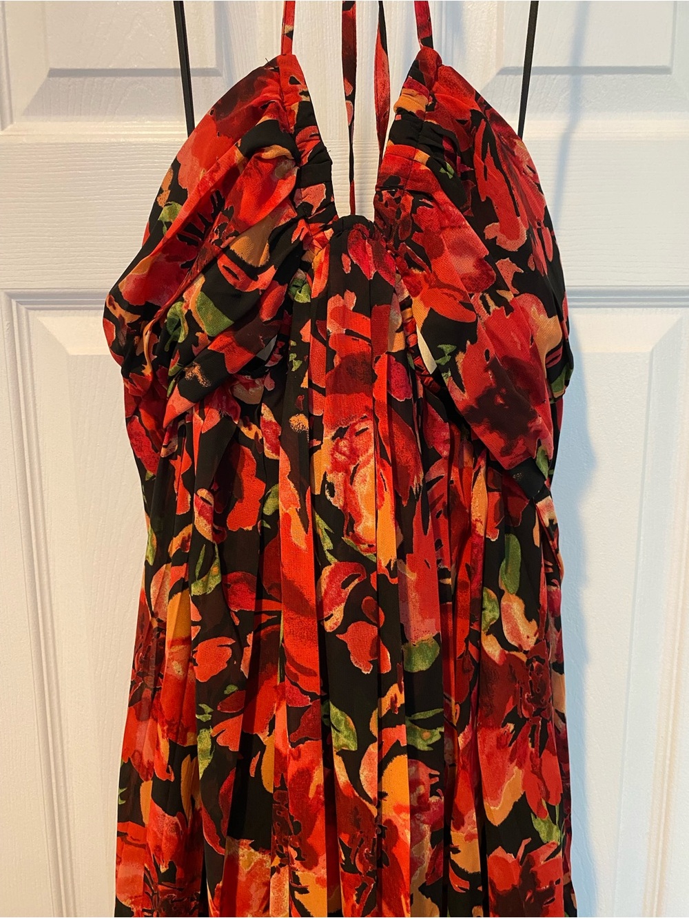 Vici Red Floral Cutout Halter Maxi Dress - Picture 4 of 7